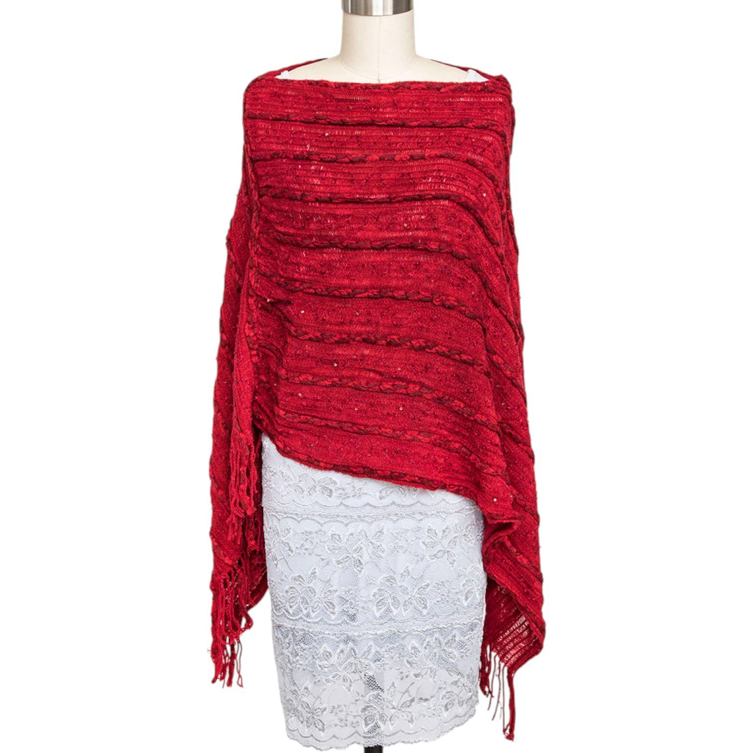 LA Jewelry Plaza - Venta al por mayor Poncho - Mujer - Poncho de punto con flecos1