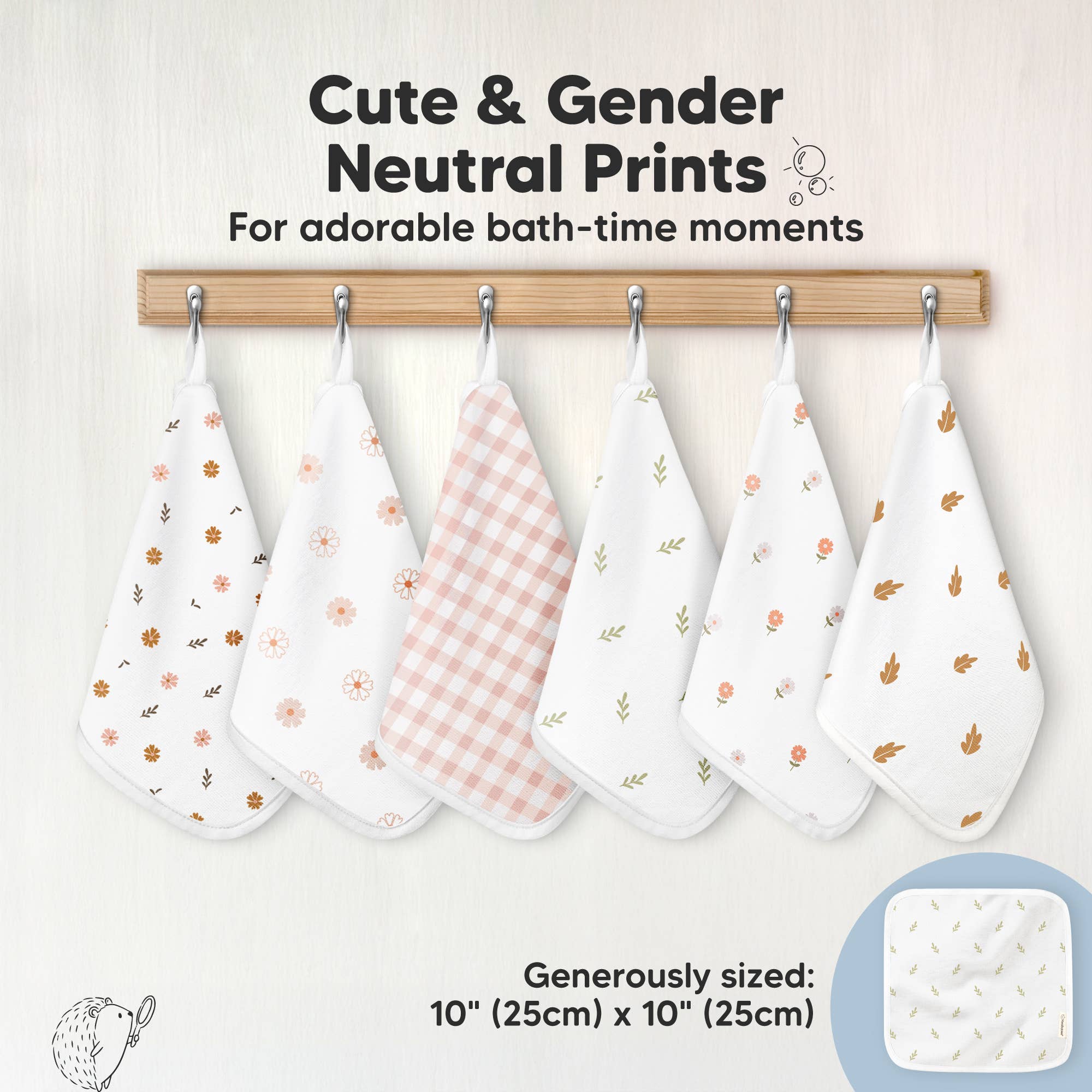 Petals 6-Pack Organic Cami Baby Washcloths for Face & Bath Towels for wholesale on Faire6