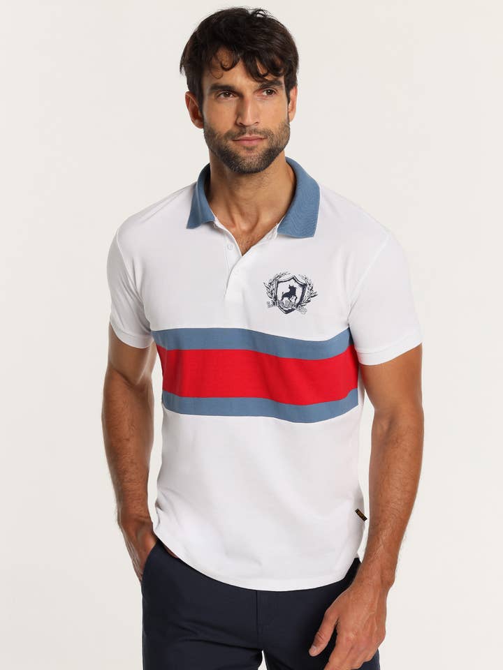 LOIS JEANS - Polo à manches courtes avec rayures bicolores sur la poitrine pour la vente par PAUSANT SHOP ONLINE