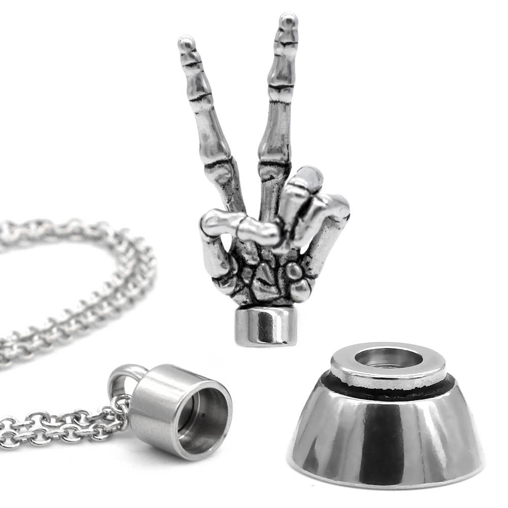 Controse – wholesale Pendant/charm necklace – Undying Peace Skeleton Hand Necklace With Magnetic Ornament0