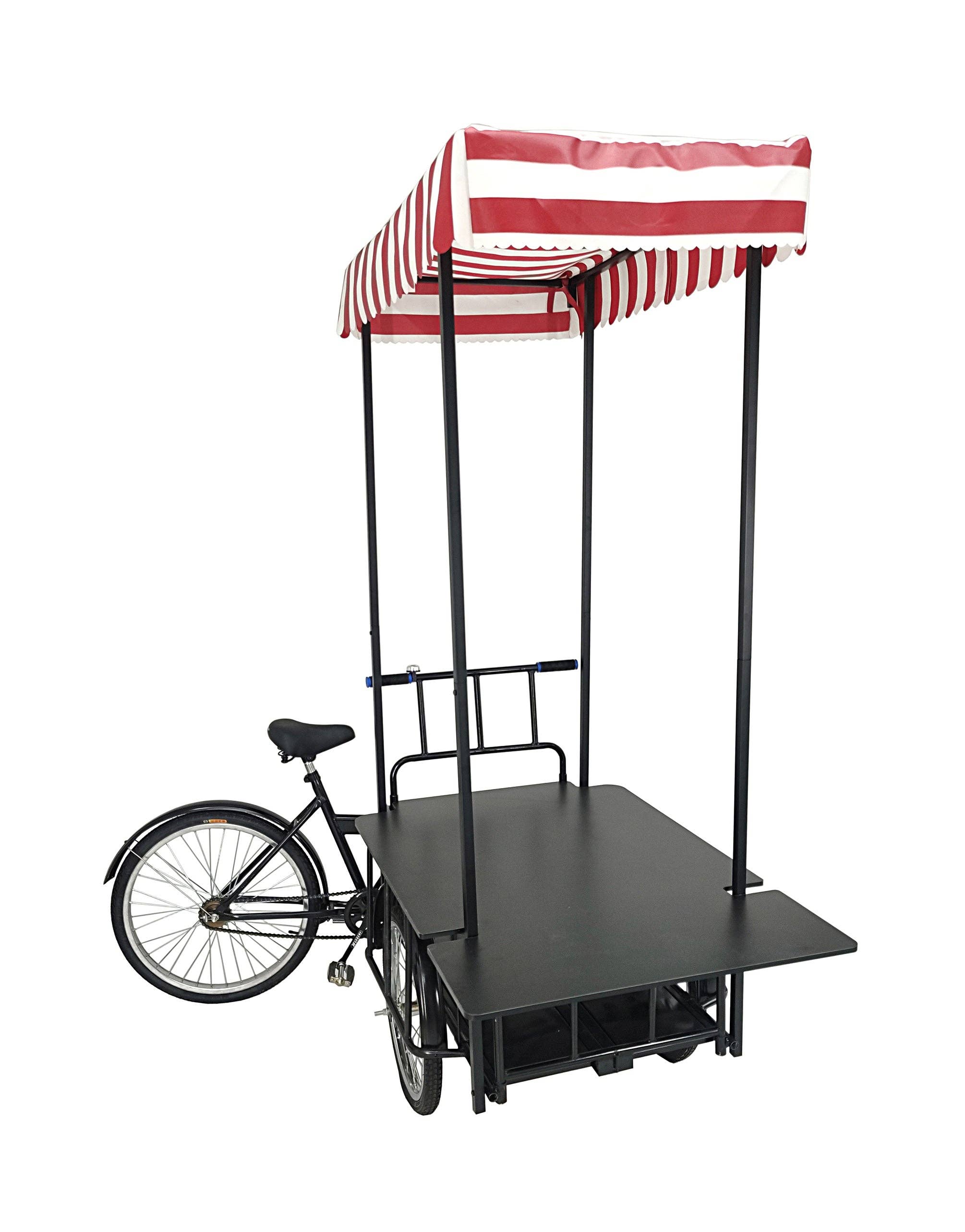 FIXTUREDISPLAYS - Wholesale Retailer Display Stand/Case - FixtureDisplays® 24" Tire Black Tricyle Vending Cart Ice-cream Wagon Flower Cart Kiosk Farmers Market Booth Collapsable Back Order Lead Time about 8 Weeks 100521