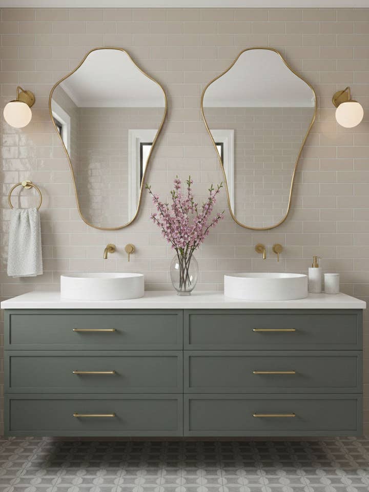 Specchio Crest Scolpito – Specchio Moderno in Ottone Fatto a Mano per la vendita all'ingrosso da parte di Palmeraies