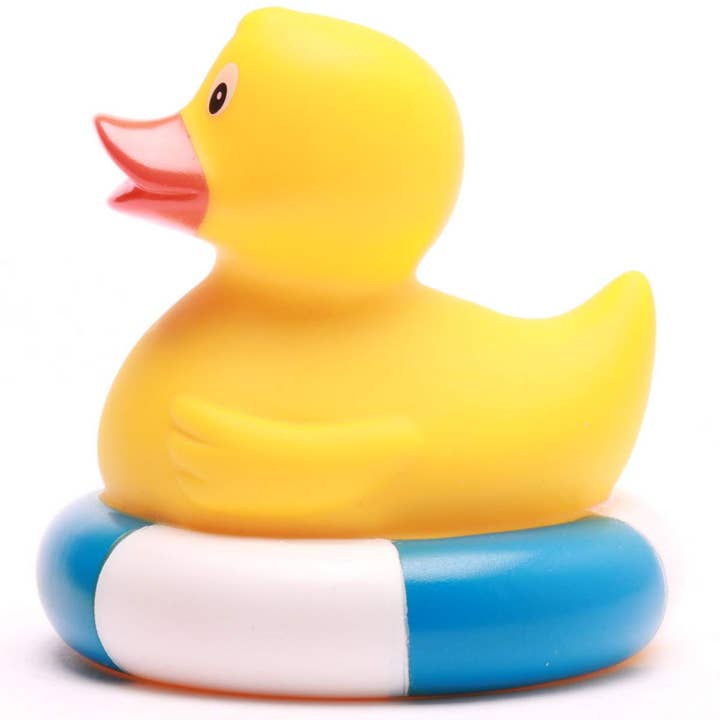 Duckshop - Wholesale Bath Toy - Baby - Rubber duck in swim ring - blue