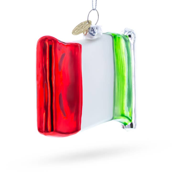 BestPysanky - Wholesale Ornament - Waving Flag of Italy Glass Christmas Ornament2