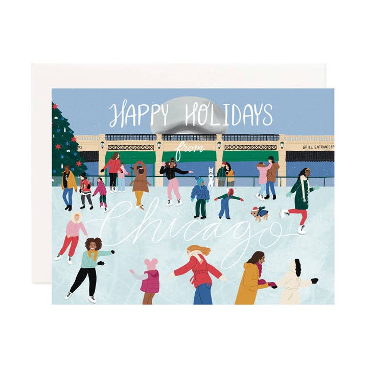 Happy Holidays From Chicago Greeting Card for wholesale by Pineapple Sundays Design Studio