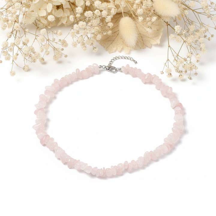 Collana Pietra Quarzo Rosa per la vendita all'ingrosso da parte di Produtos Namasté