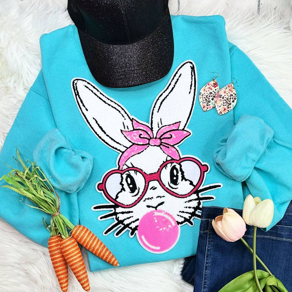 Trendy Transfers - Wholesale Patch - Bunny with Glasses Chenille Patch