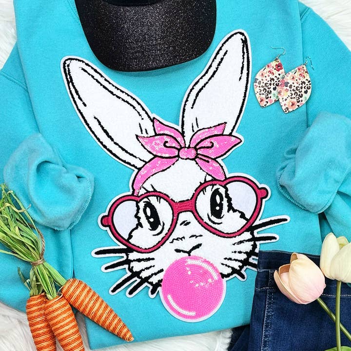 Trendy Transfers - Wholesale Patch - Bunny with Glasses Chenille Patch0
