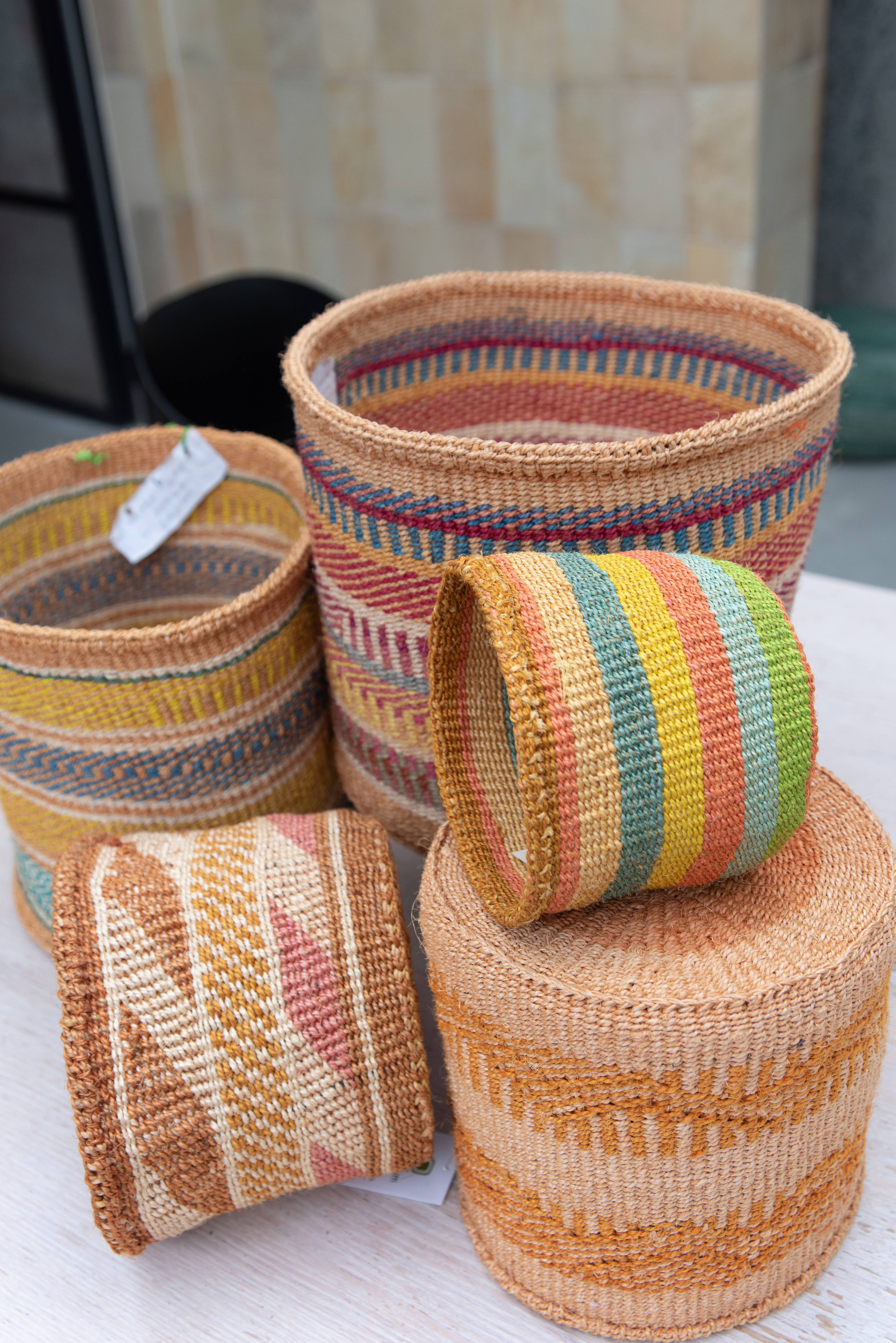 Crafts by Solid - Wholesale Basket - Handwoven Sisal Baskets - Colourful hues - XXS - XXL73