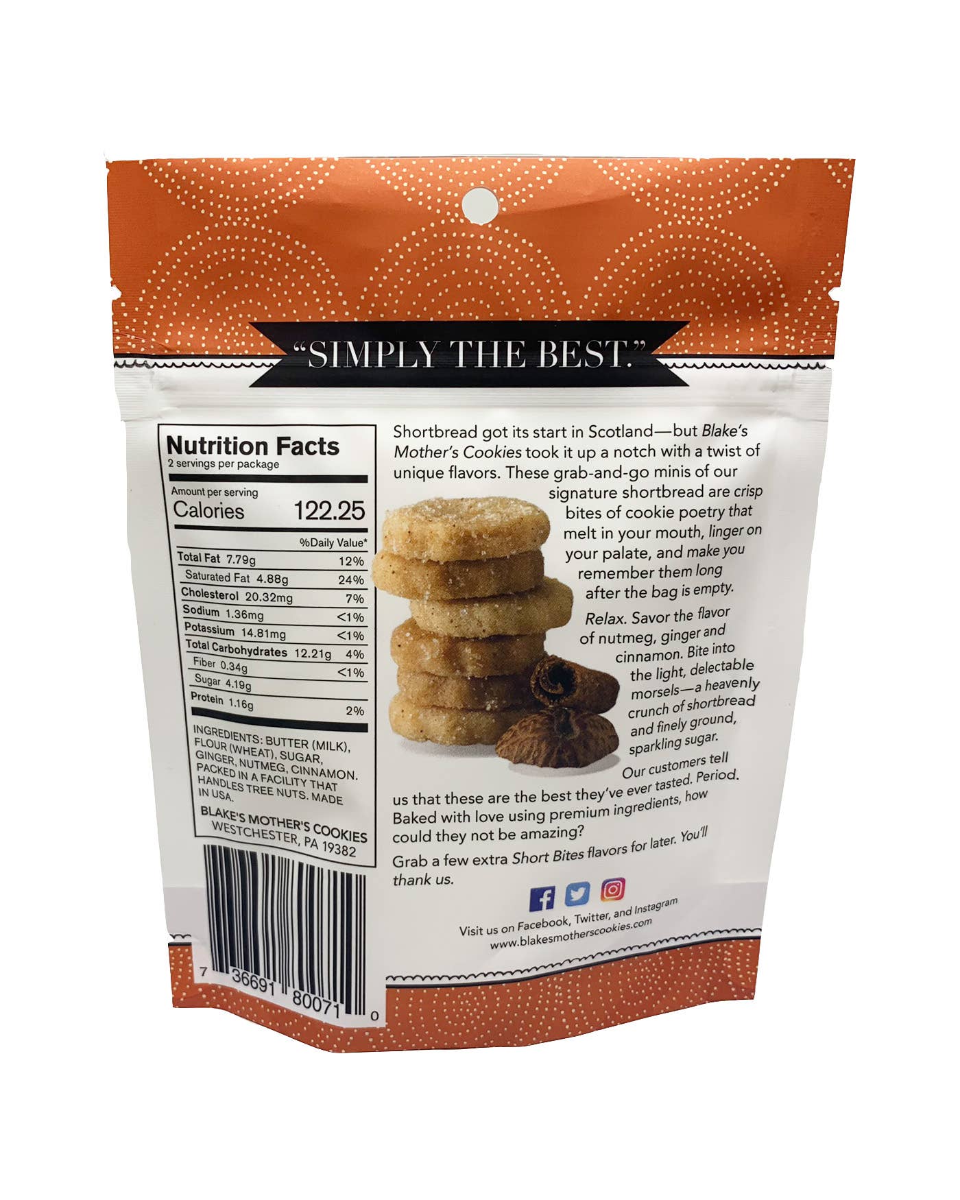 Blake's Mother's Cookies – wholesale Kakor – Sag Harbor Spice Shortbread1