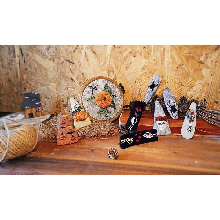 Halloween Theme Hand-Embroidered Hair Barrette ✅ for wholesale by Quince Fables