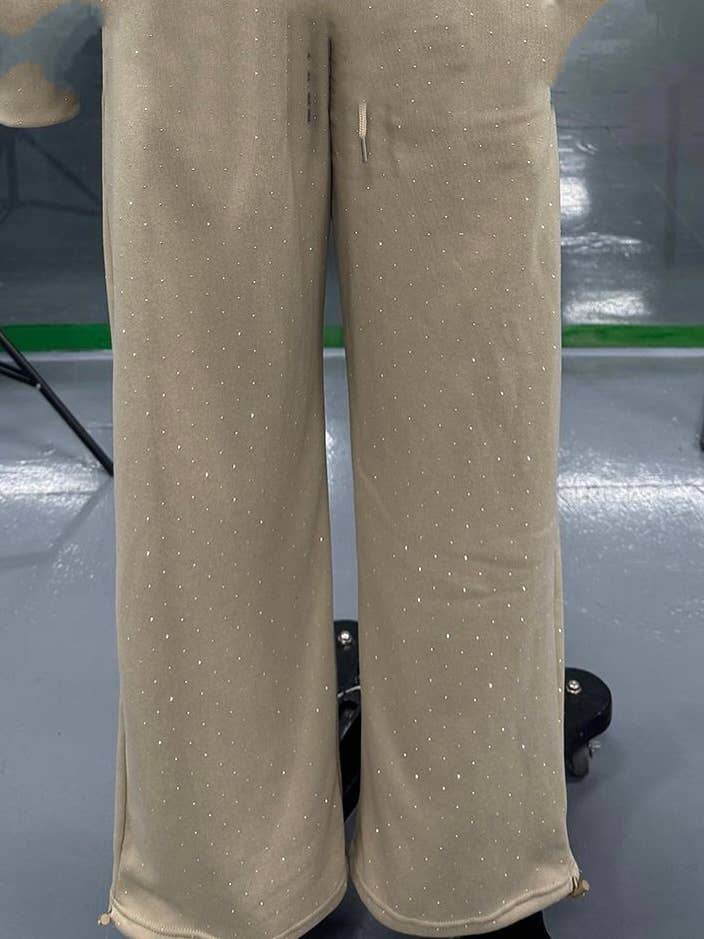 Rosa Clothing - Wholesale Top & Pant Set (NOT Loungewear) - Women's - Allover Rhinestone sweatshirt wide leg Leisure set9