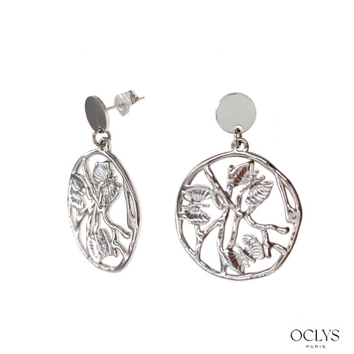 Oclys - Wholesale Dangle Earrings - Round earrings in gold stainless steel Wiki1