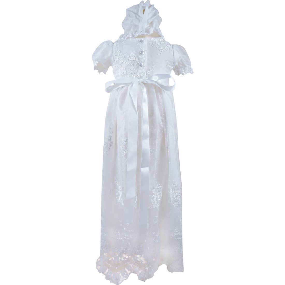 Angeline Kids - Wholesale Dress Set - Baby - Baby Infant Girls Christening Baptism Lace Dress With Bonnet1
