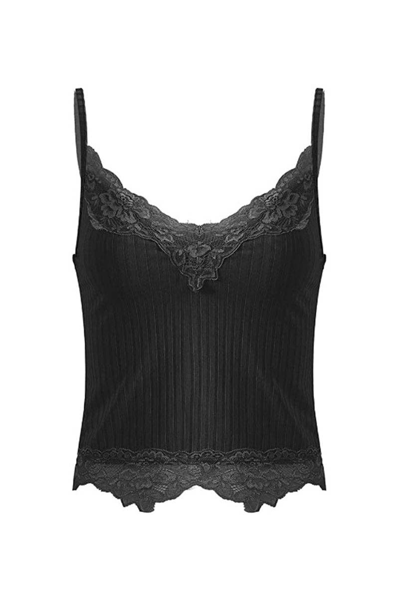 Mccolin - Vendita all'ingrosso Canotta - Donna - Canotta con Scollo a V e Bordo in Pizzo7