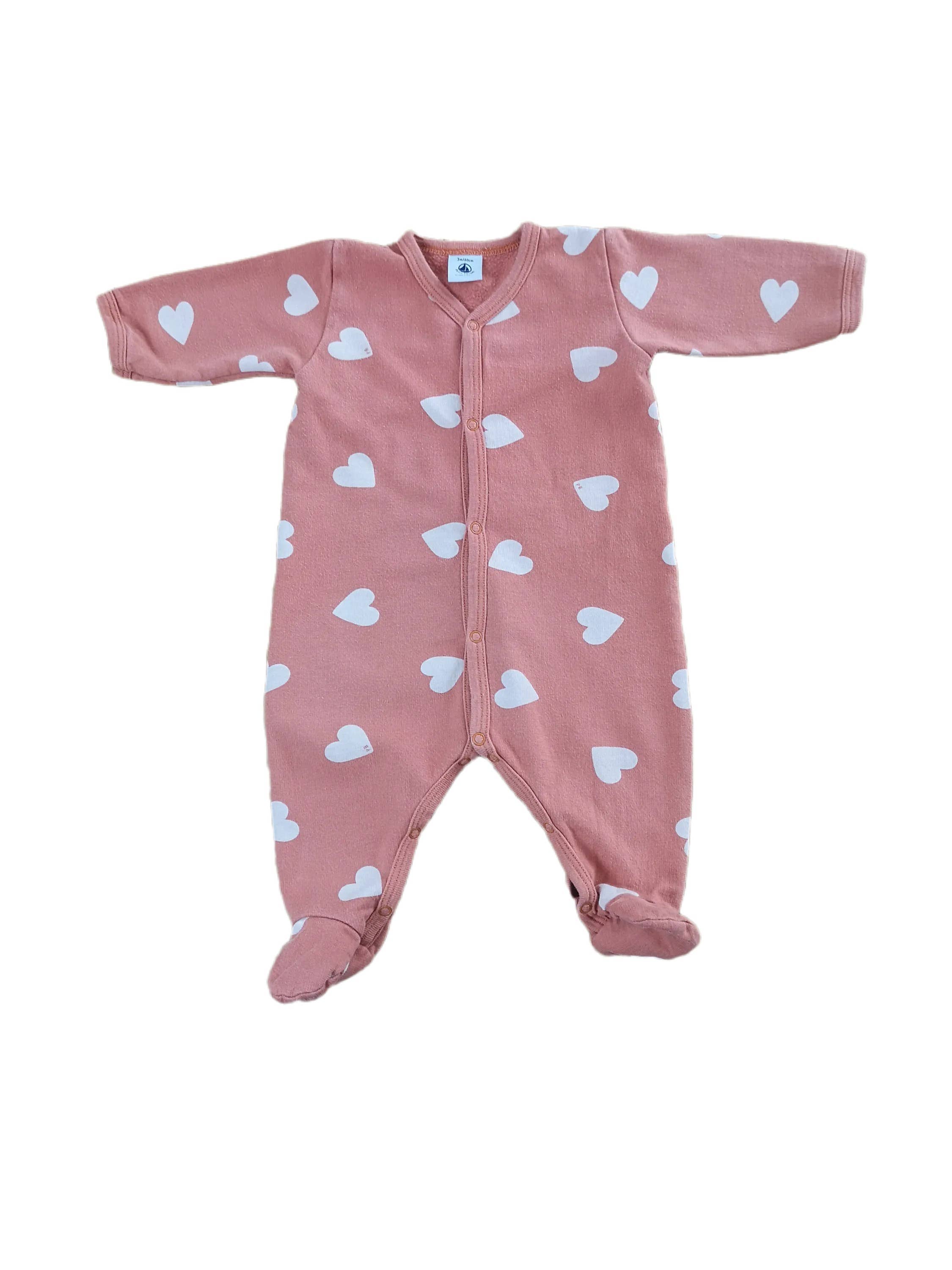 Mademoiselle Bébé - Wholesale Sleepsuit - Baby - Petit Bateau heart pajama - used - 3 months0