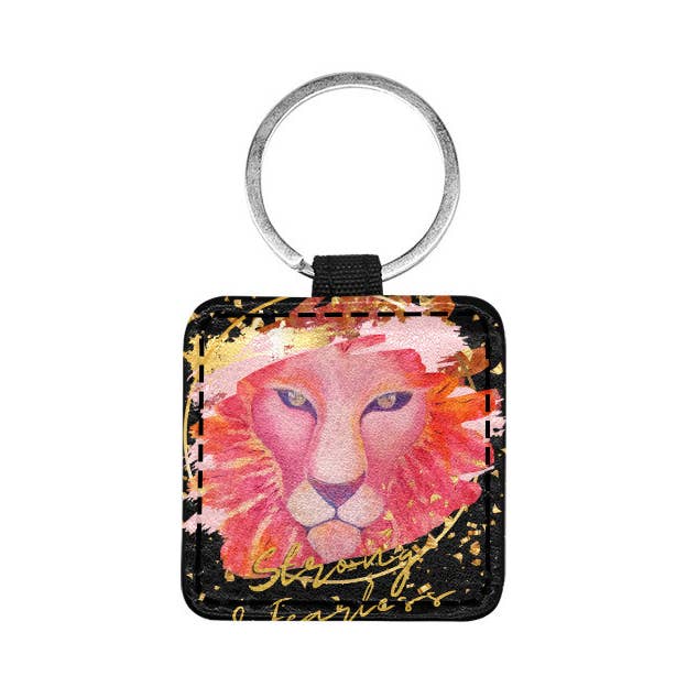 Strong & Fearless Square Pet ID Tag for wholesale by Off the Canvas Collection, LLC