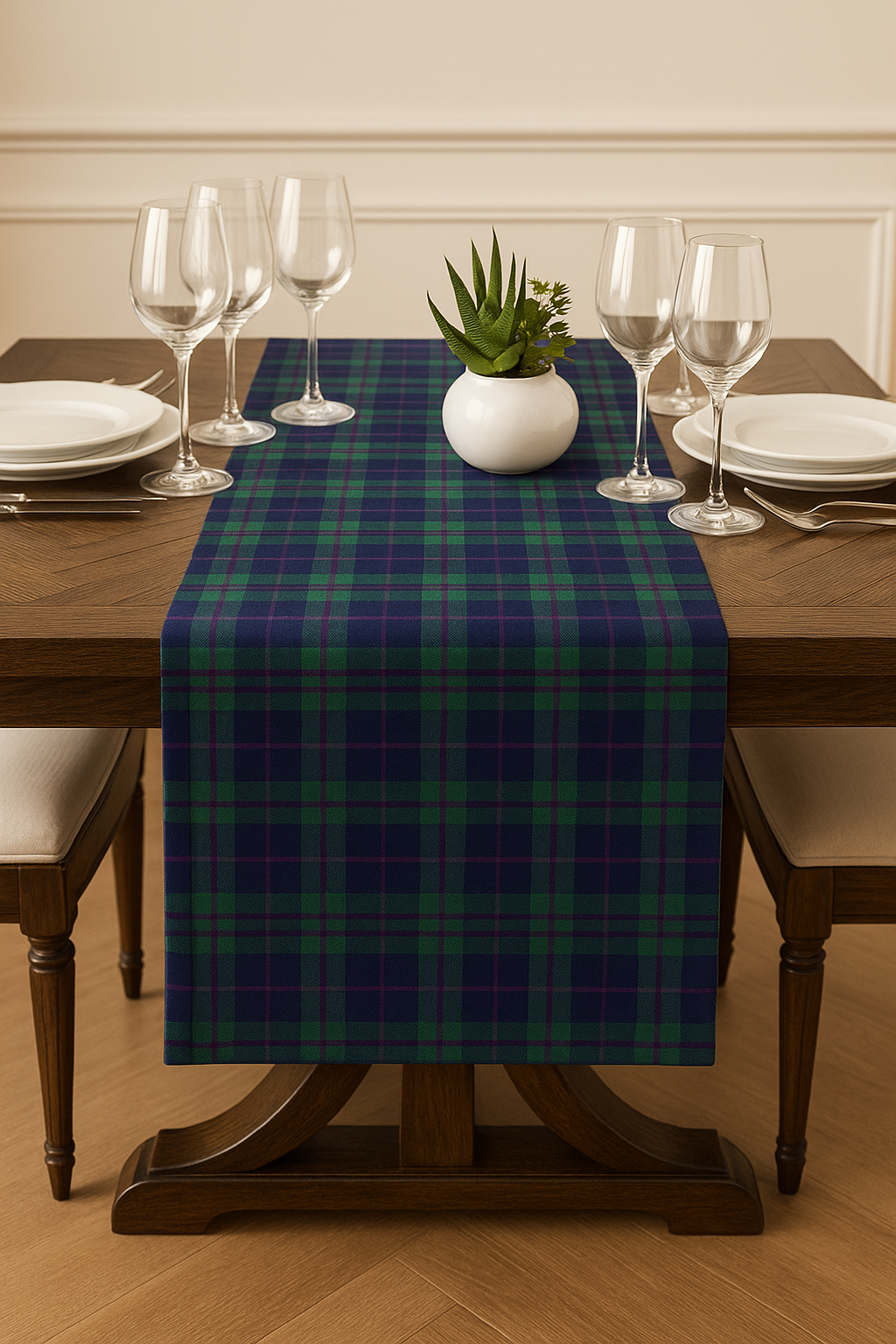 Fennco Styles - Wholesale Table Runner - Green Tartan Plaid 16"x72" Reversible Cotton Table Runner0