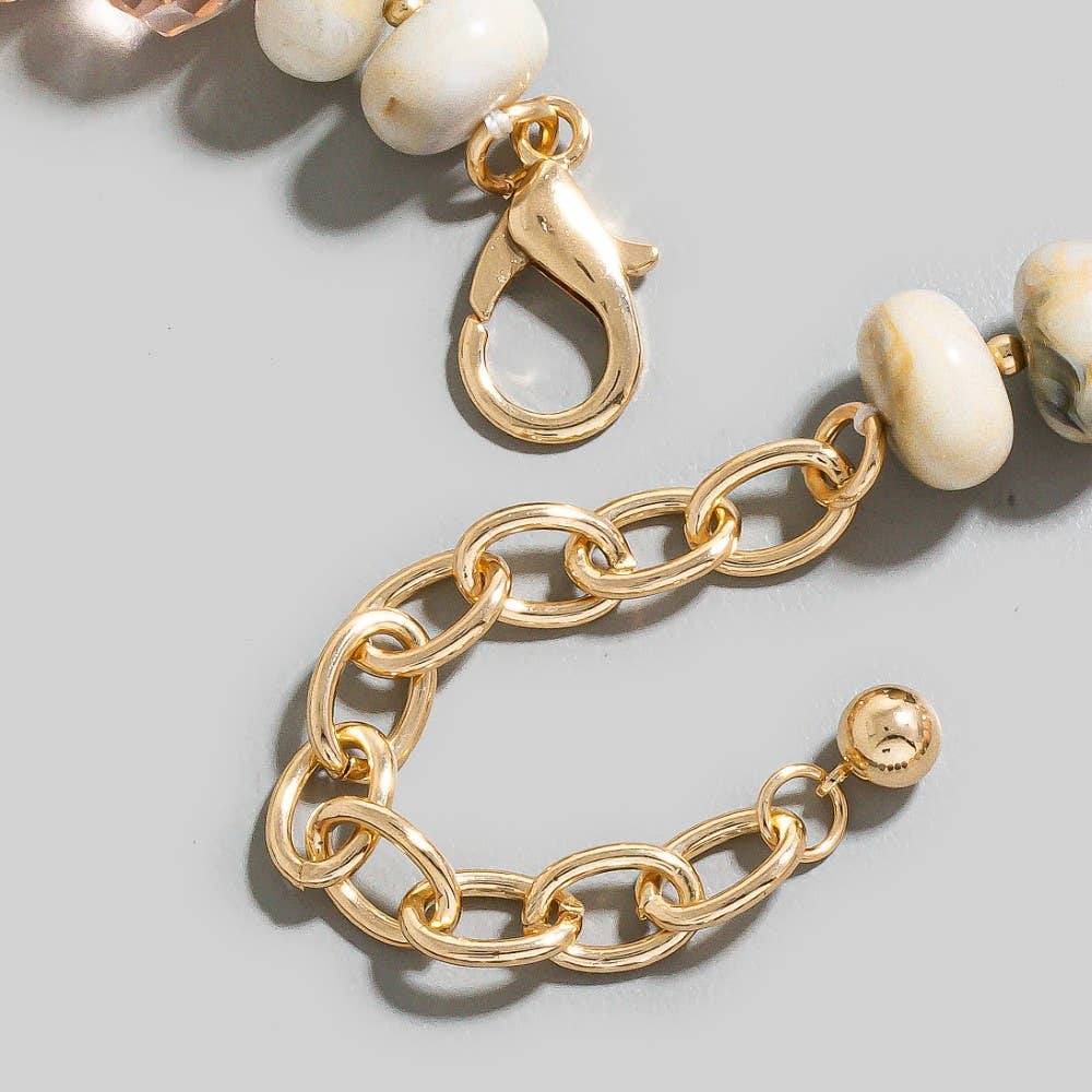 The Looks by Fame Accessories - Wholesale Pendant/charm necklace - Mixed Faceted And Marble Resin Disc Beads Necklace3