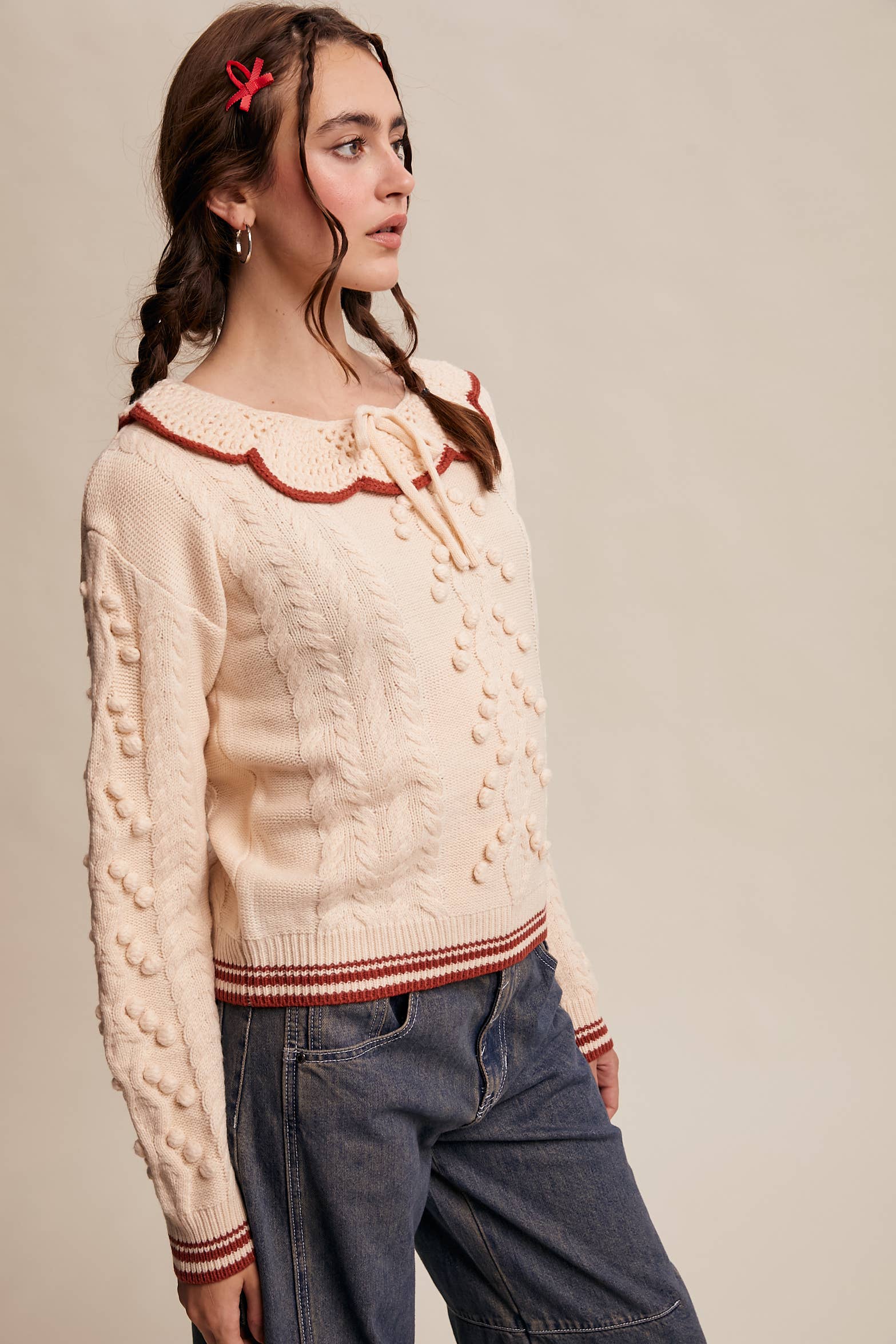 Listicle - Wholesale Knit Sweater - Women's - Pom Pom Cable Knit Sweater24