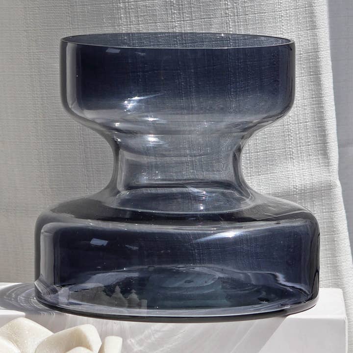 Slate grey Handblown Glass Vase short,5.90 x 5.90x 5.51Inch for wholesale by Casa Amarosa