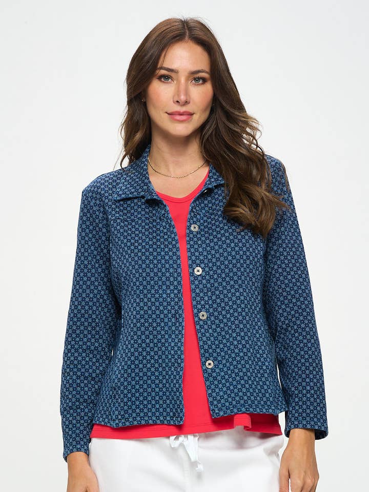 Stickad jeansjacka - D191 för wholesale av Focus Fashion