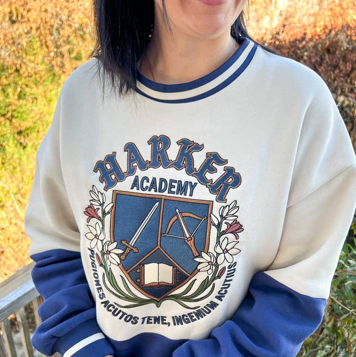 Blissfully Bookish Company - Wholesale Sweatshirt - Women's - Officially Licensed Harker Academy Embroidered Sweatshirt0