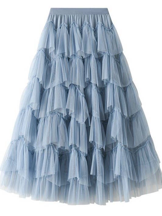 Miss Sparkling - Wholesale Skirt - Women's - Tiered chiffon midi skirt5