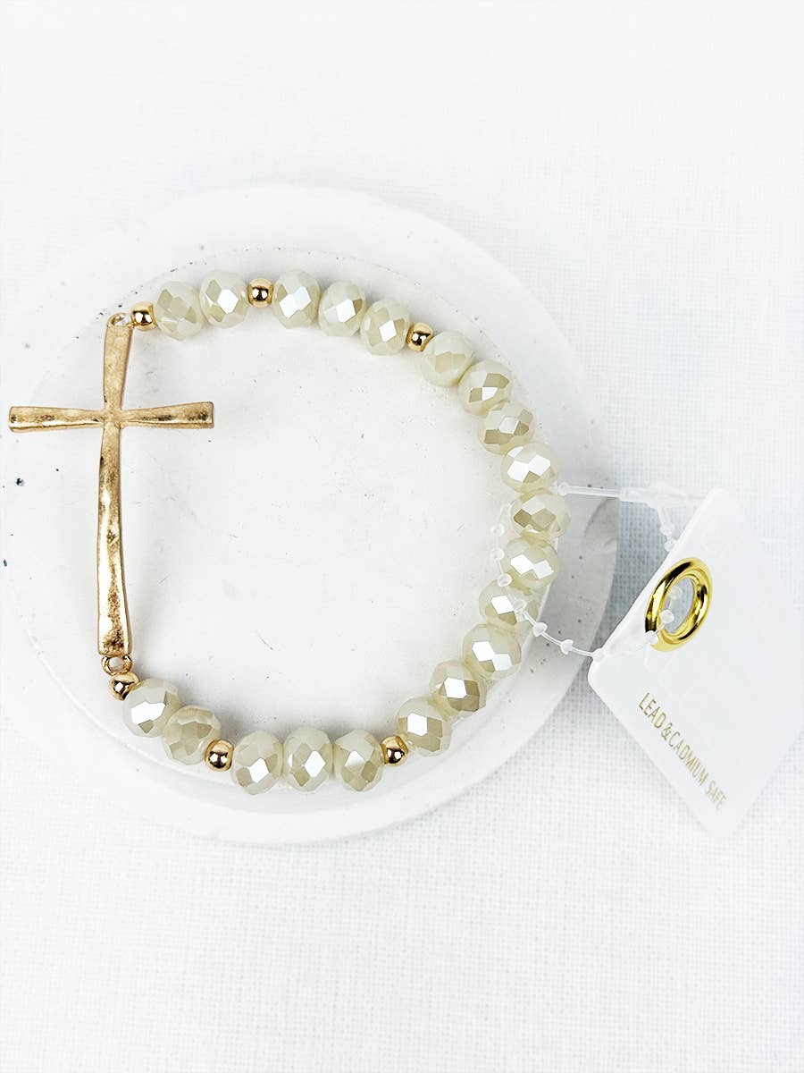 Love and Repeat - Vente Bracelet de perles - Bracelet de perles en cristal croix martelée mixte12