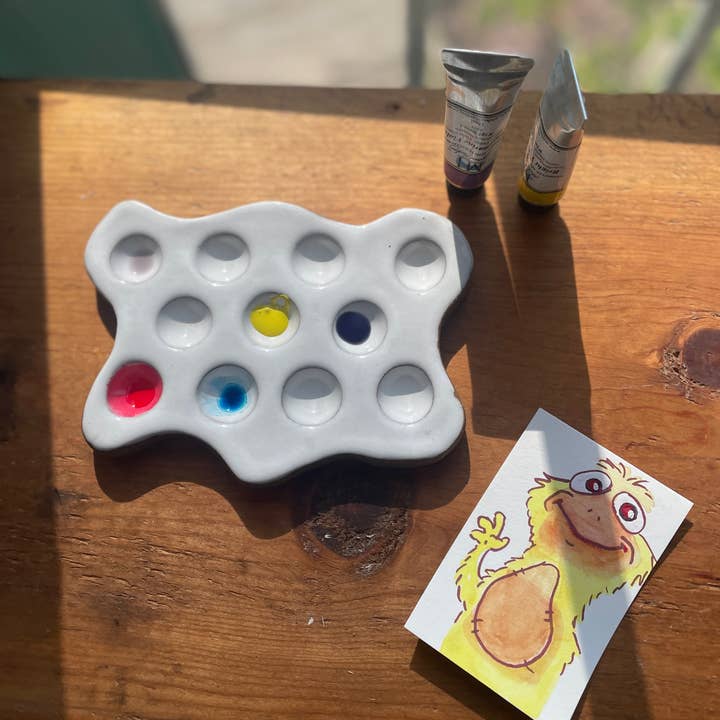 Busy Hands Studio - Wholesale Palette/Mixing Tray - SPLAT Ceramic Artist Paint Palette - Handmade Art Supplies3