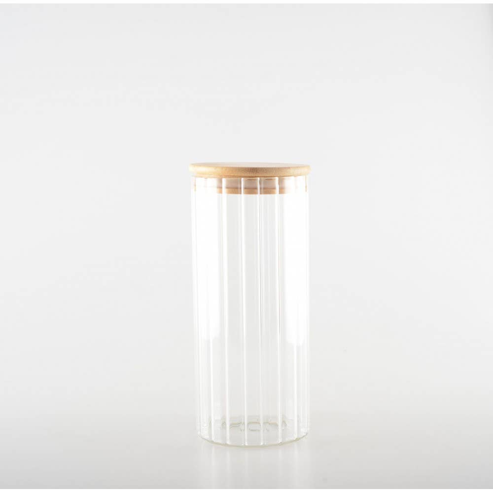 AULICA - Wholesale Jar - Glass storage jar with wooden lid 9x9x20cm2