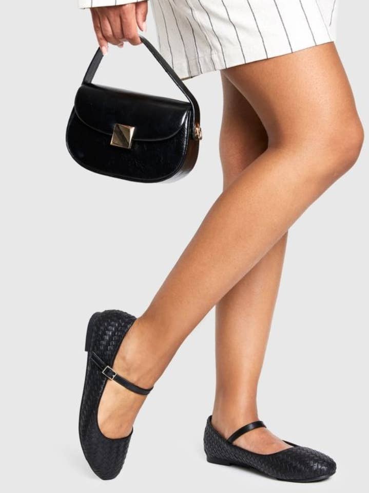 BLACK WOVEN MARY JANE BALLET for wholesale on Faire0