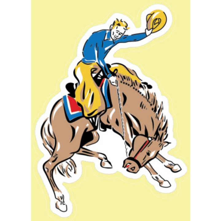 Red and White Kitchen Company - Wholesale Sticker - Bucking Bronco Cowboy Sticker, retro