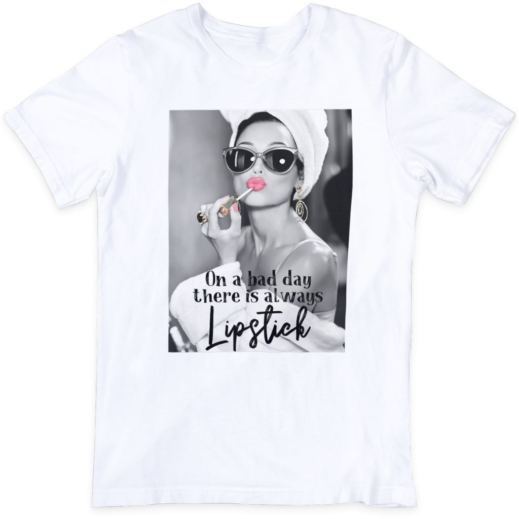 JCoons - Vente T-shirt sérigraphié – femme - Les mauvais jours, il y a toujours du rouge à lèvres1