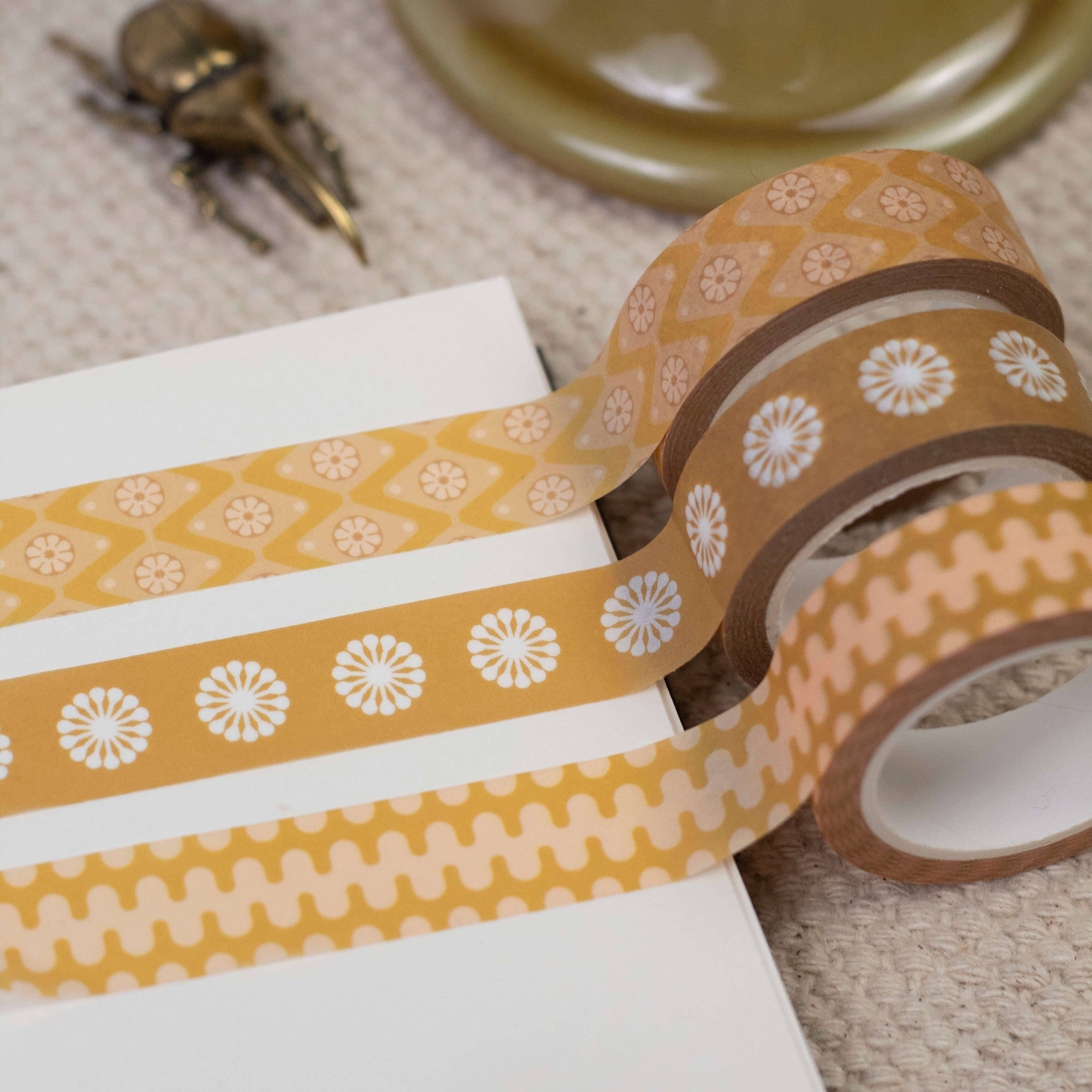 Lately Studio - Wholesale Washi Tape - Yellow Ochre Dandelion Washi Tape |  Flowers Paper Tape2