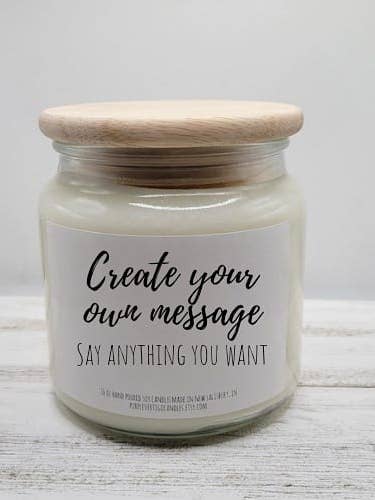 16 oz custom candle for wholesale by Purple Vertigo Candles