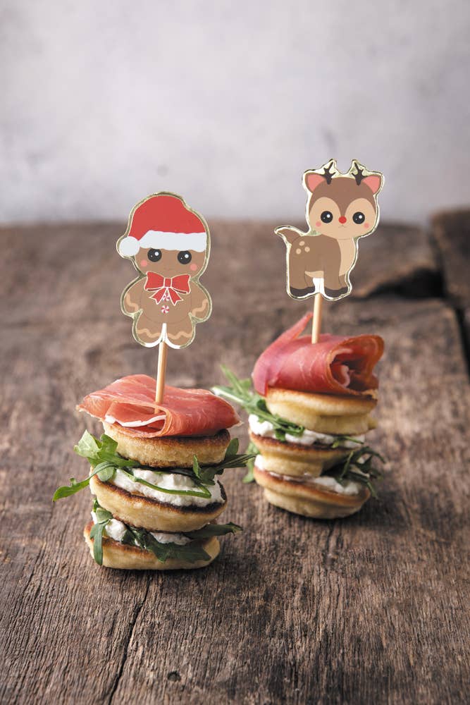 Tim&Puce Factory - Vendita all'ingrosso Bastoncini da cocktail - 10 PLETTRI DA COCKTAIL A FORMA DI RENNA E PAN DI ZENZERO1