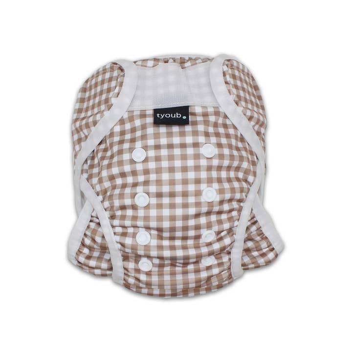 Tyoub - Wholesale Swim Diaper - Baby - Adjustable Reusable Swim Nappy and Wet Bag Fawn Check