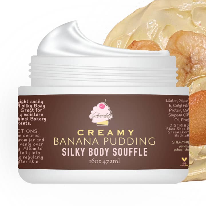 Bananenpudding Seidiges Körpersouffle für den Großhandel von Sheamakery Skincare