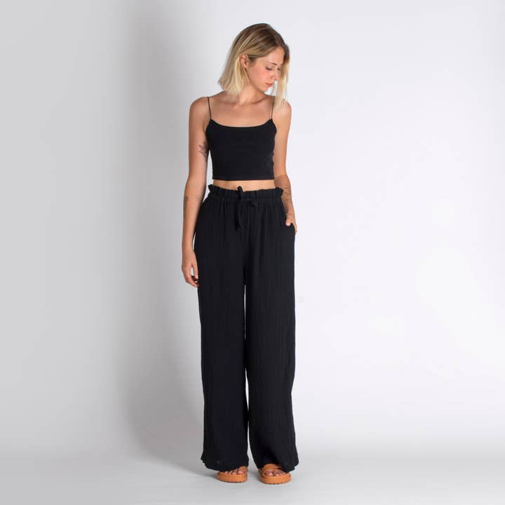 loom.ist - Wholesale Pants - Women's - Muslin-double layered cotton wide leg pants