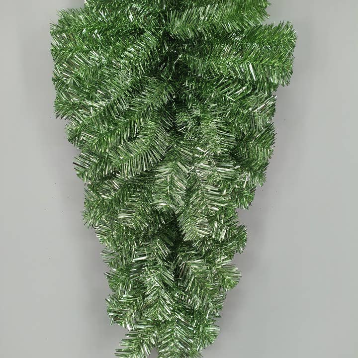 General Wholesale Inc - Wholesale Christmas Decoration - 30 IN GRASS GREEN TINSEL TEARDROP SWAG - 85219