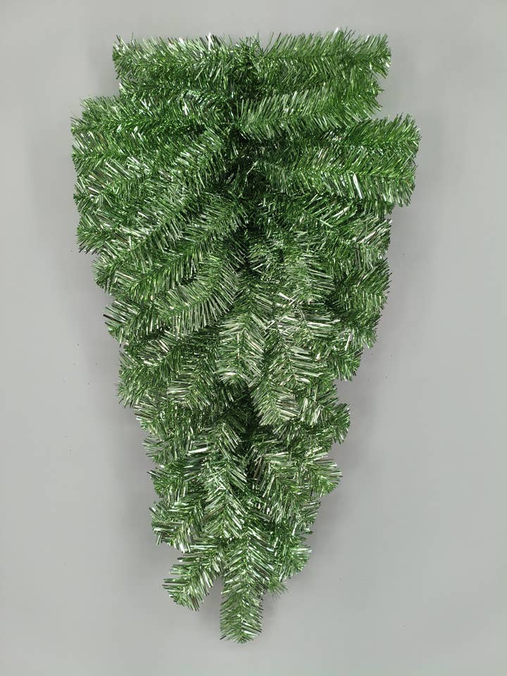 30 IN GRASS GREEN TINSEL TEARDROP SWAG - 85219 for wholesale by General Wholesale Inc