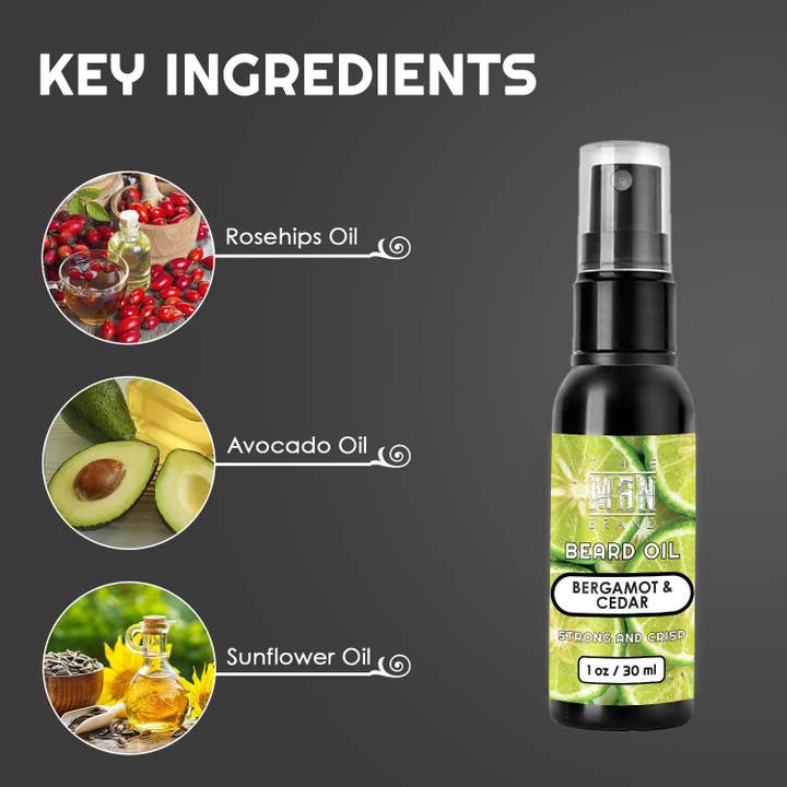 The Man Brand - Wholesale Beard styling product - Bergamot and Cedar Beard Oil2