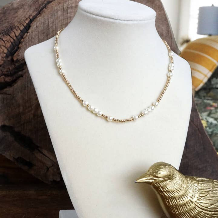 PennyLine inc - Wholesale Beaded/Pearl Necklace - Short Dainty Necklace - Pearls and Ball Beads