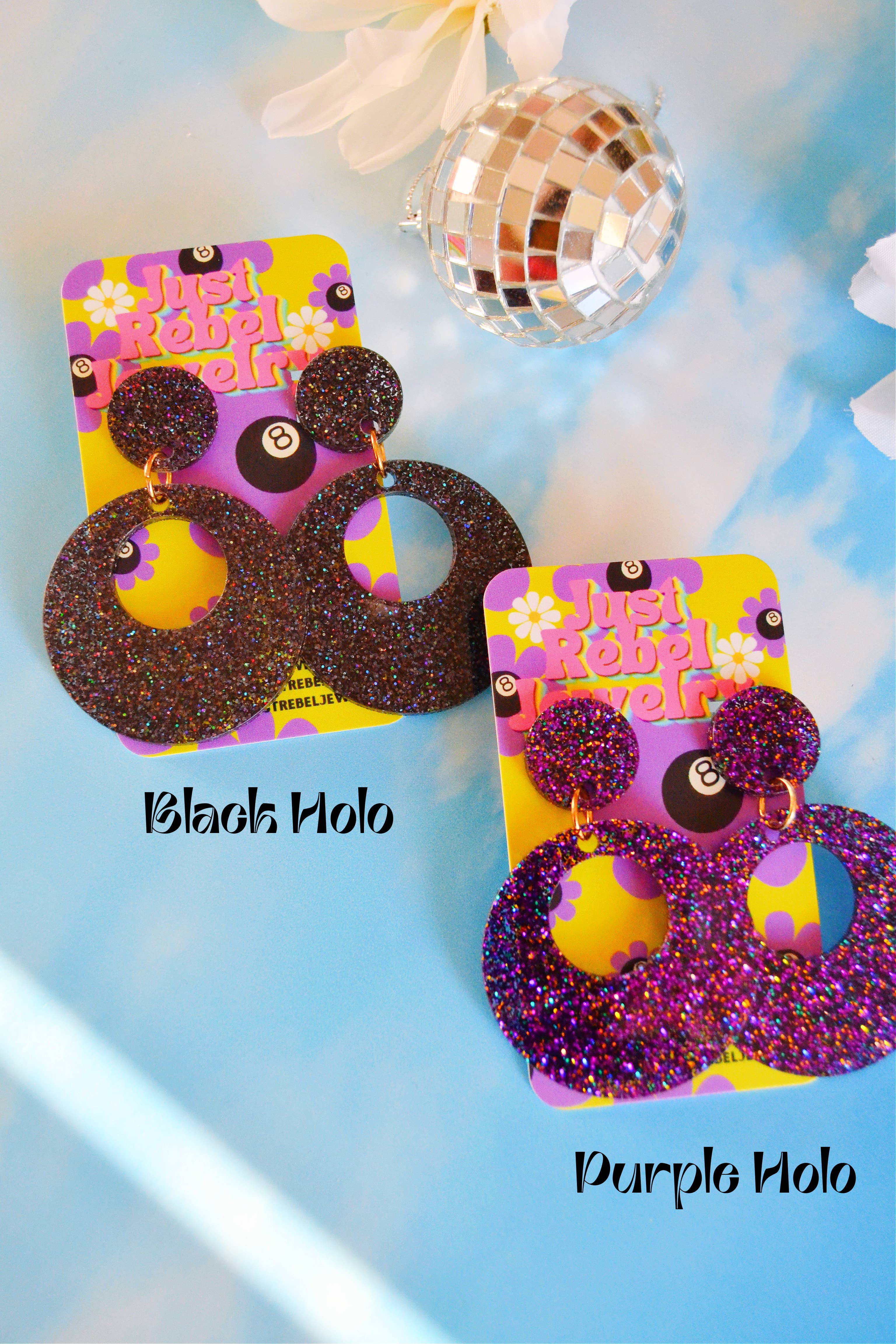 Rebel Disco Designs - Wholesale Hoop Earrings - Acrylic Retro Glittery Go-Go Mod Circle Hoop Earrings7
