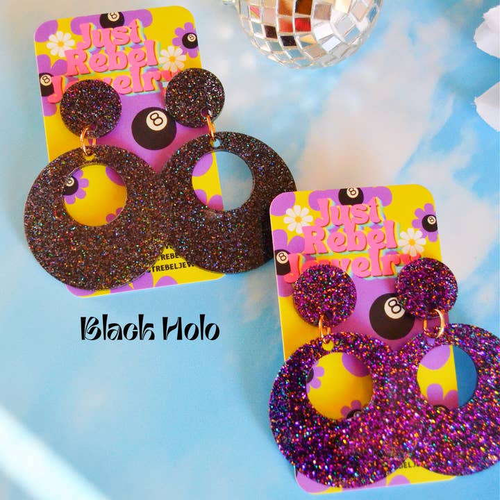 Rebel Disco Designs - Wholesale Hoop Earrings - Acrylic Retro Glittery Go-Go Mod Circle Hoop Earrings7
