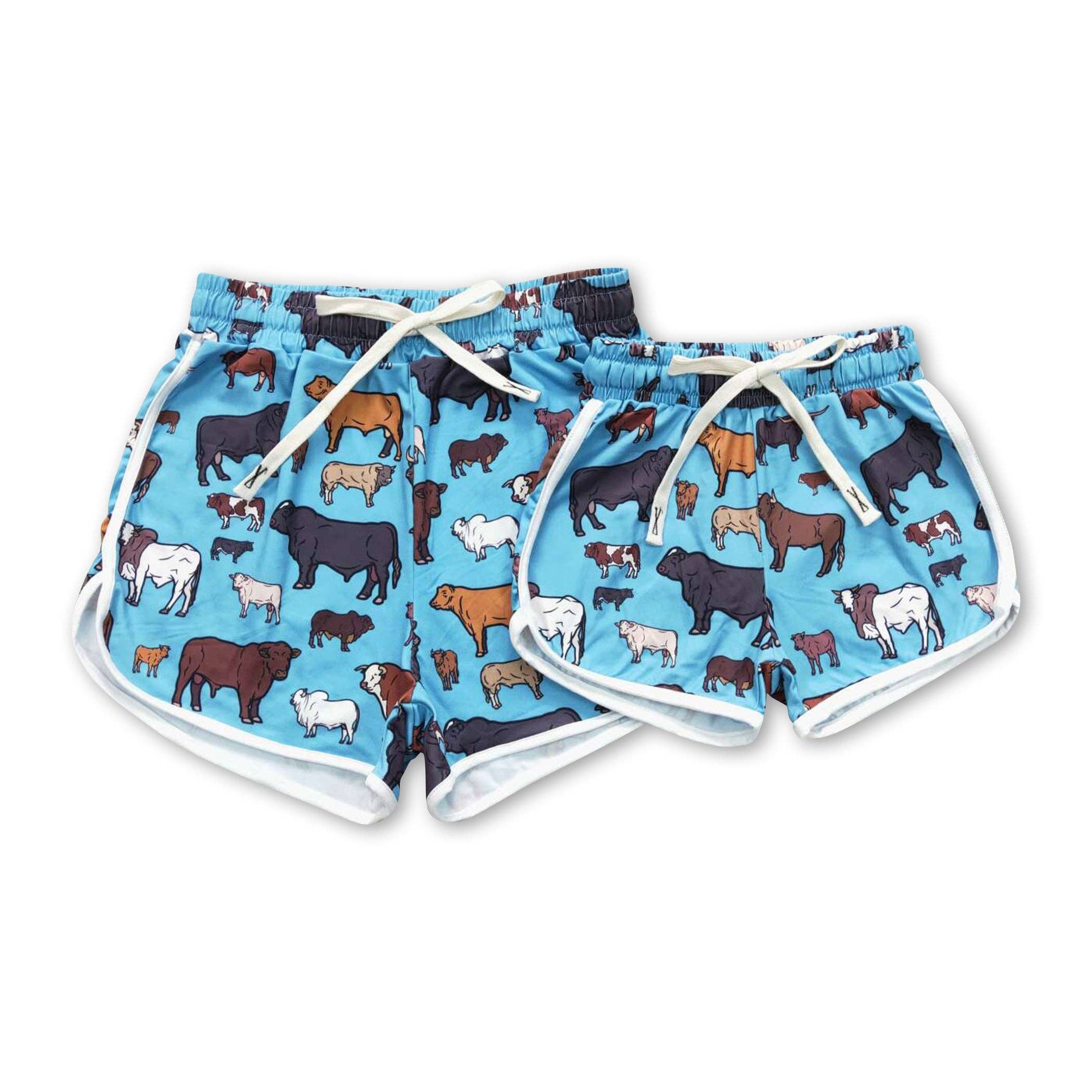 Yawoo Garments - Vente Short – enfant - Short d'été Blue Cows pour bébé fille1