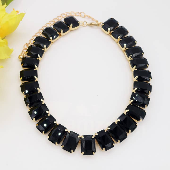 NERO BASE GOLD MARGOT BLACK SET - con pietre sfaccettate - LUCE COLLECTION for wholesale on Faire6