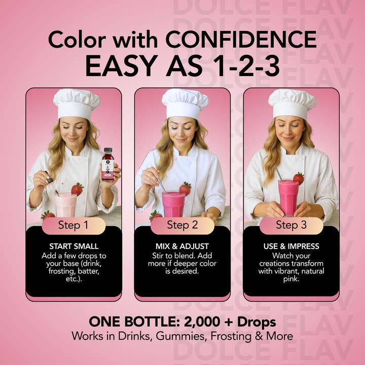 Dolce Flav - Wholesale Cocktail mix/syrup - Natural Pink Food Color - Water Soluble2