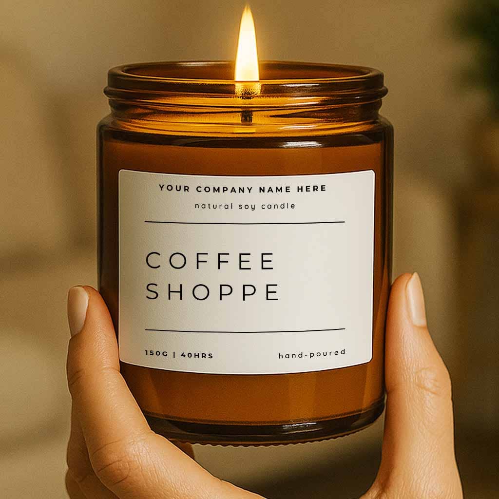 Candle Drop - Wholesale Jar/Filled Candle - Label Style 4 | Wholesale White Label Soy Candle | Amber Jar5